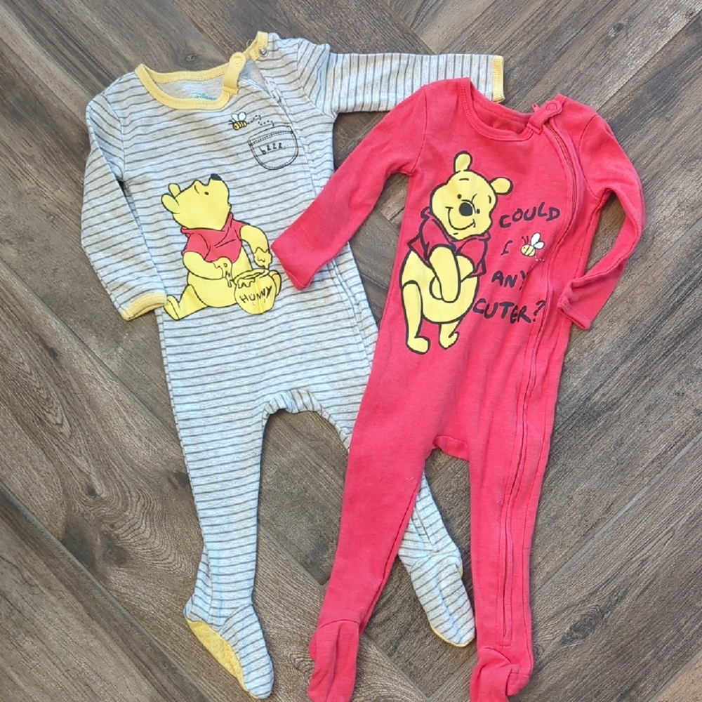 Disney Baby Winnie the Pooh Kids One Piece Pajamas - Red and Gray